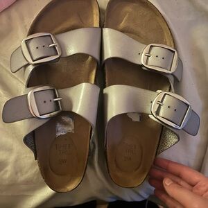 Time and Tru Kids Metallic Silver Sandals